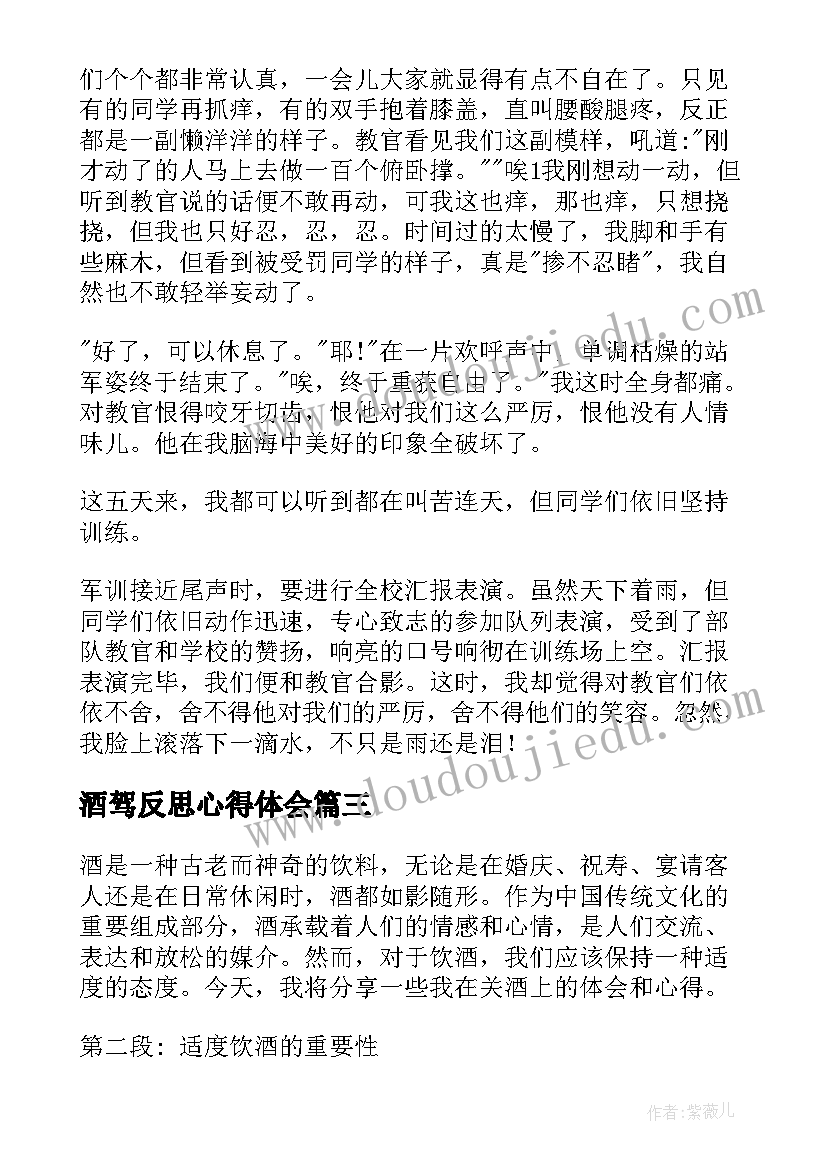 酒驾反思心得体会(通用6篇)