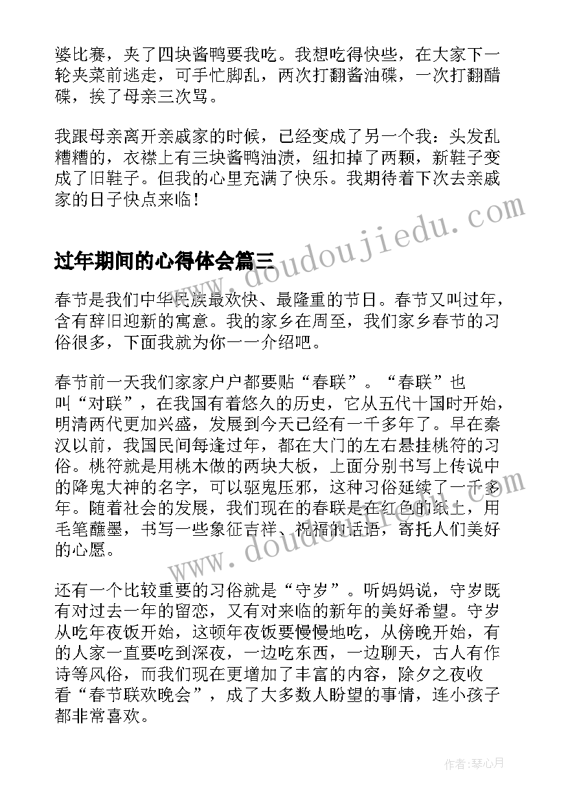 2023年过年期间的心得体会(通用5篇)