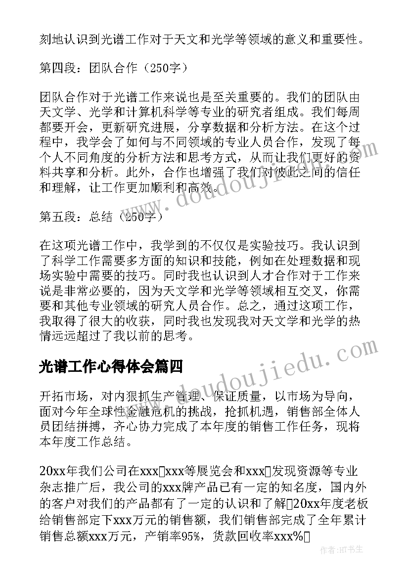 2023年光谱工作心得体会(优质9篇)