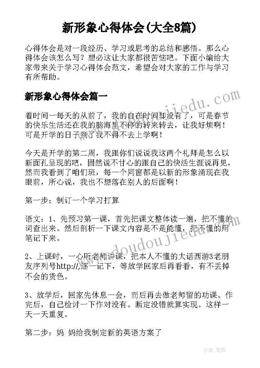 新形象心得体会(大全8篇)