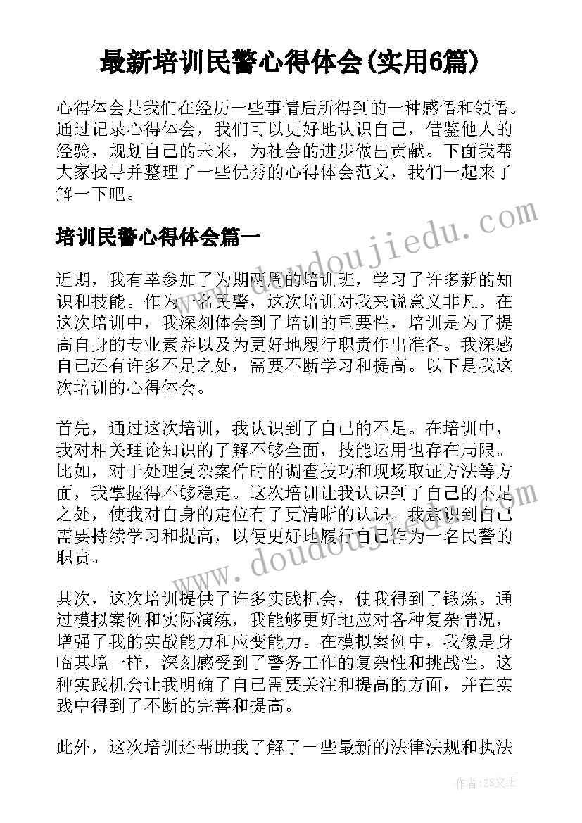 最新培训民警心得体会(实用6篇)