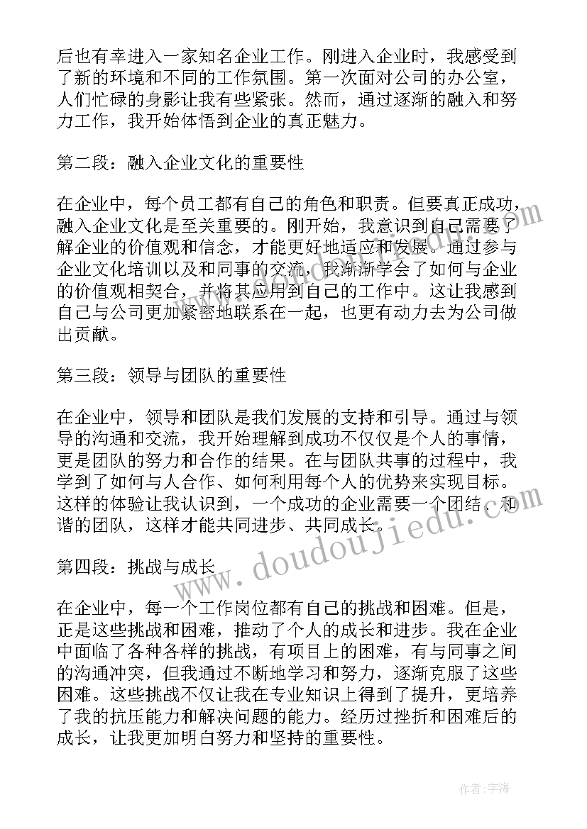 2023年入企工作总结 心得体会(汇总5篇)