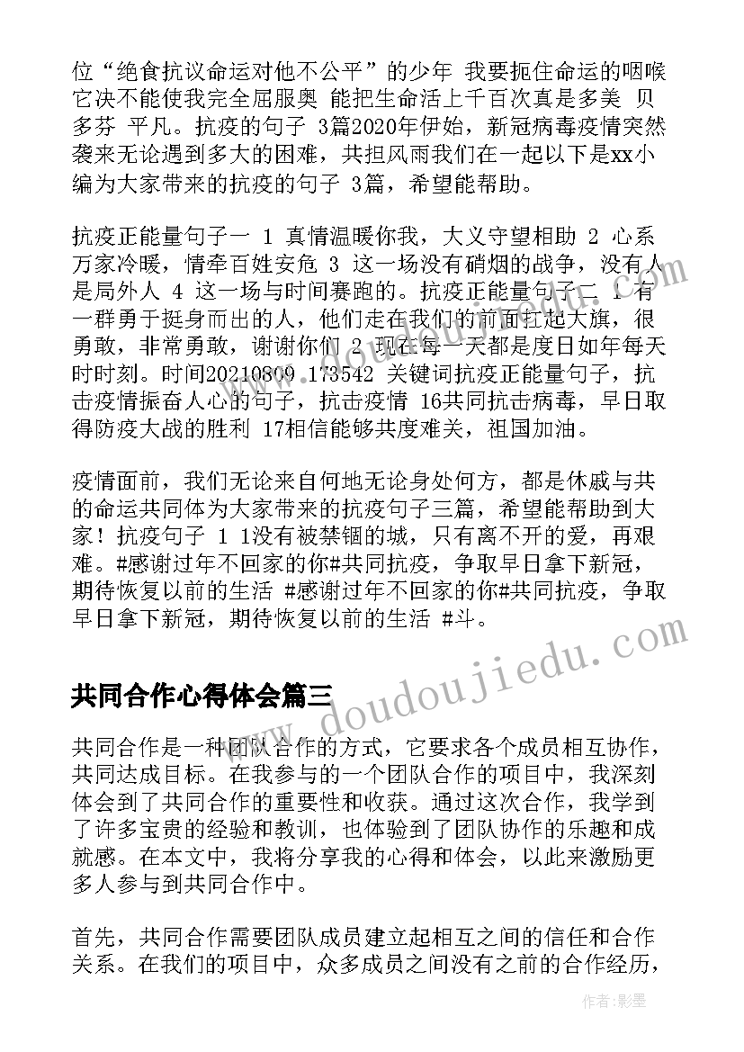 最新共同合作心得体会(优秀5篇)