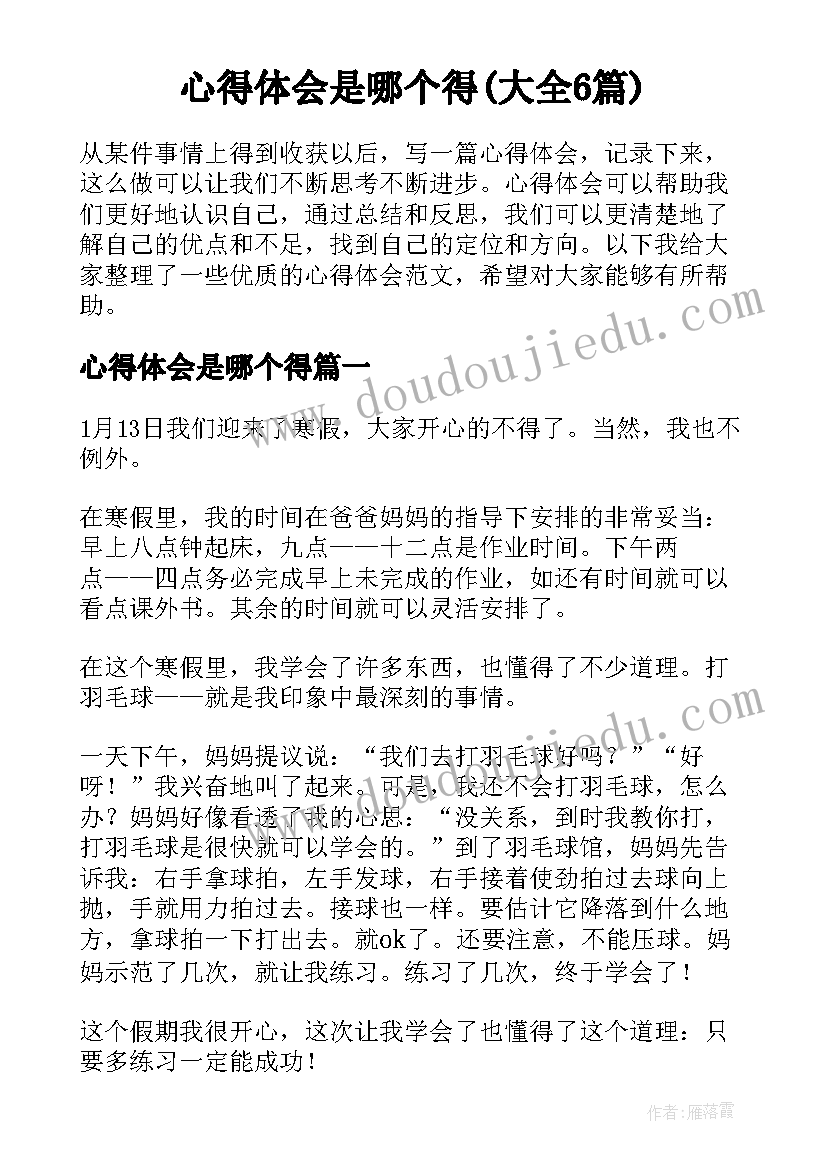 心得体会是哪个得(大全6篇)