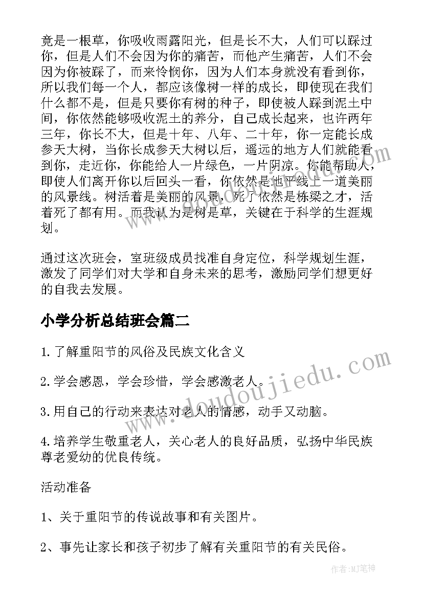 2023年小学分析总结班会(优质5篇)