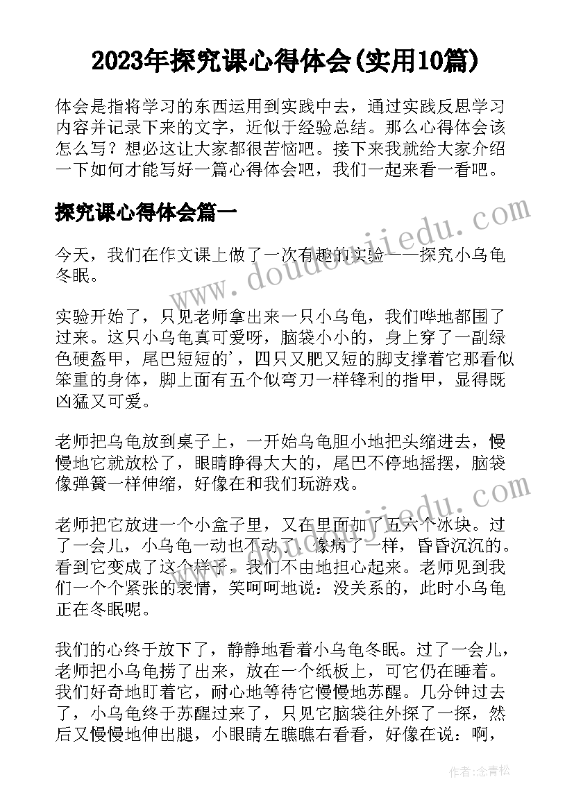 2023年探究课心得体会(实用10篇)