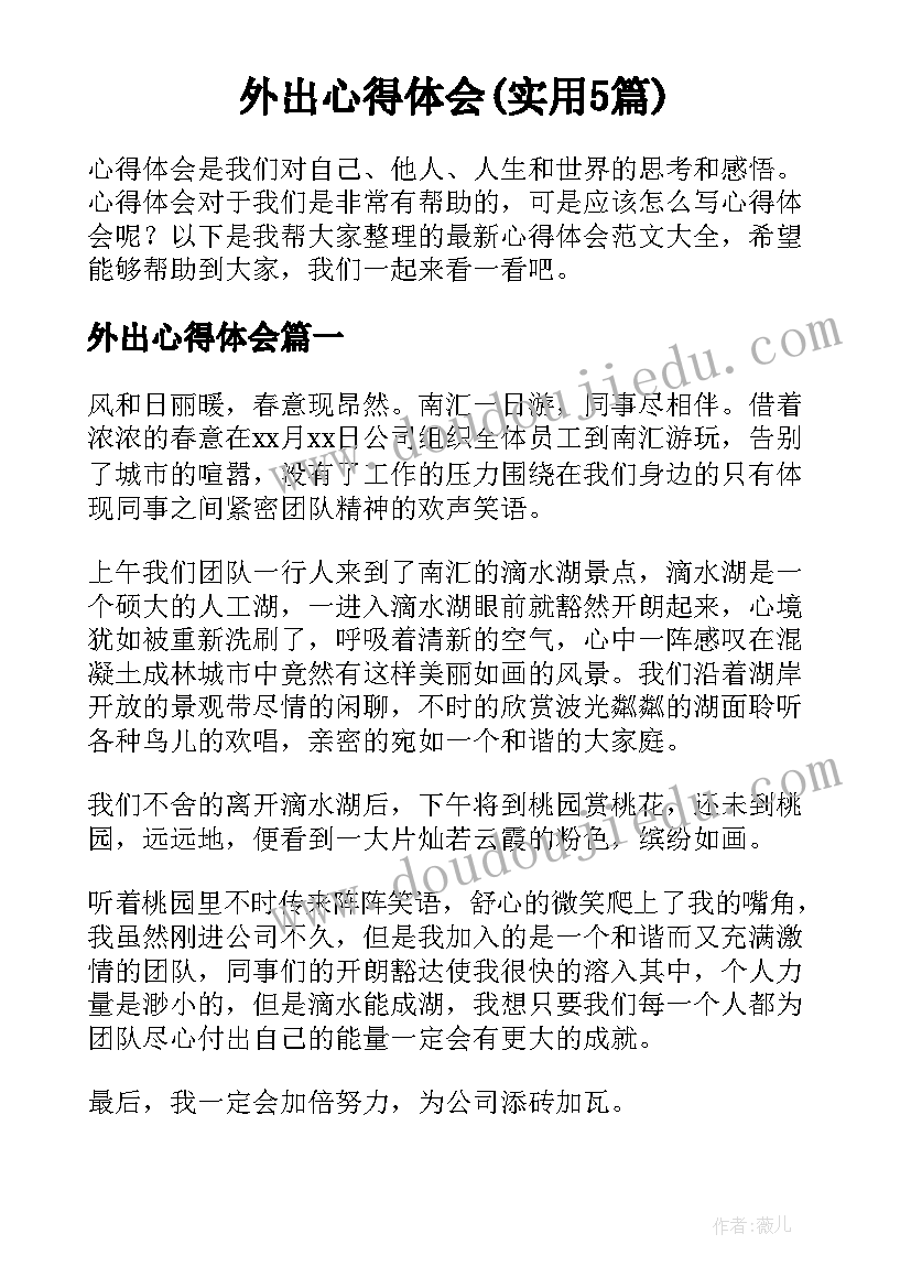 外出心得体会(实用5篇)