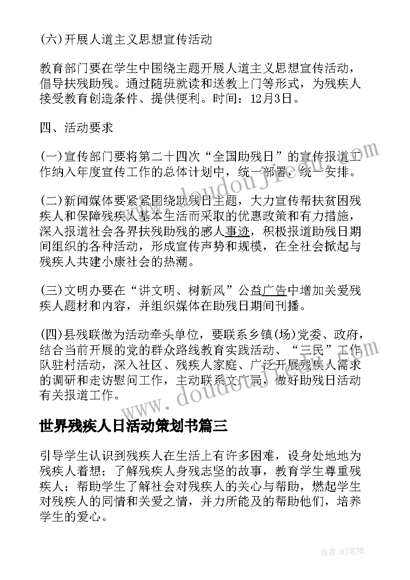 2023年世界残疾人日活动策划书 世界残疾人日的活动总结(模板5篇)