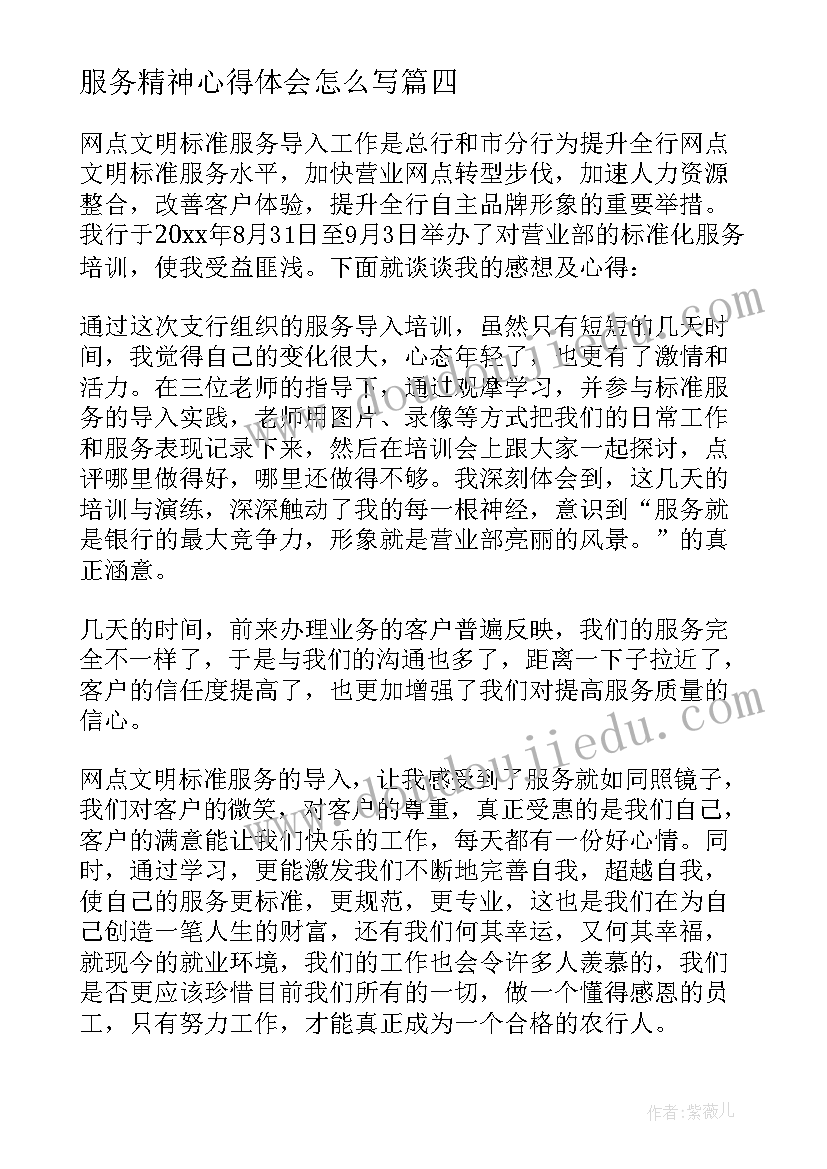 服务精神心得体会怎么写(优质10篇)