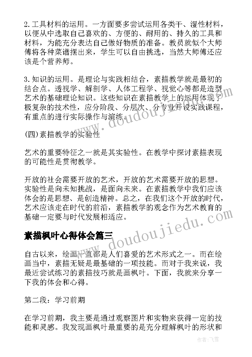 素描枫叶心得体会(精选5篇)