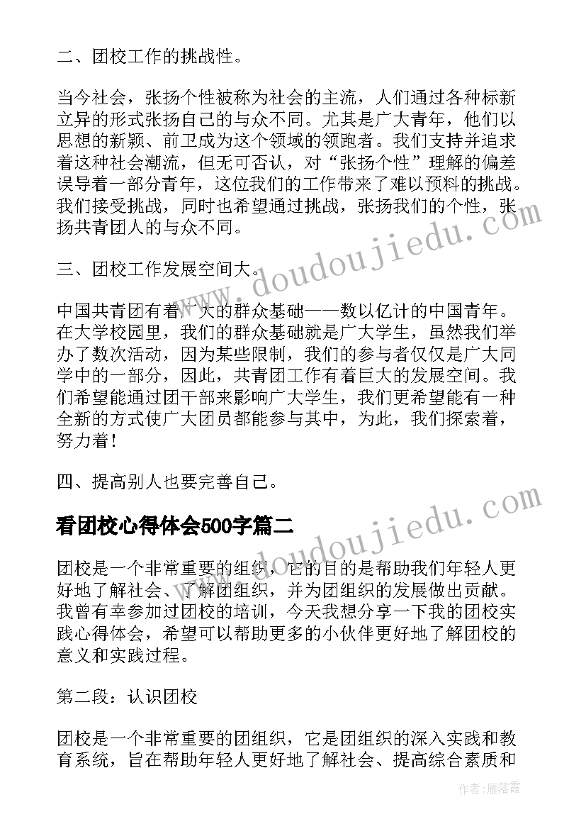 2023年看团校心得体会500字 团校心得体会(优质5篇)