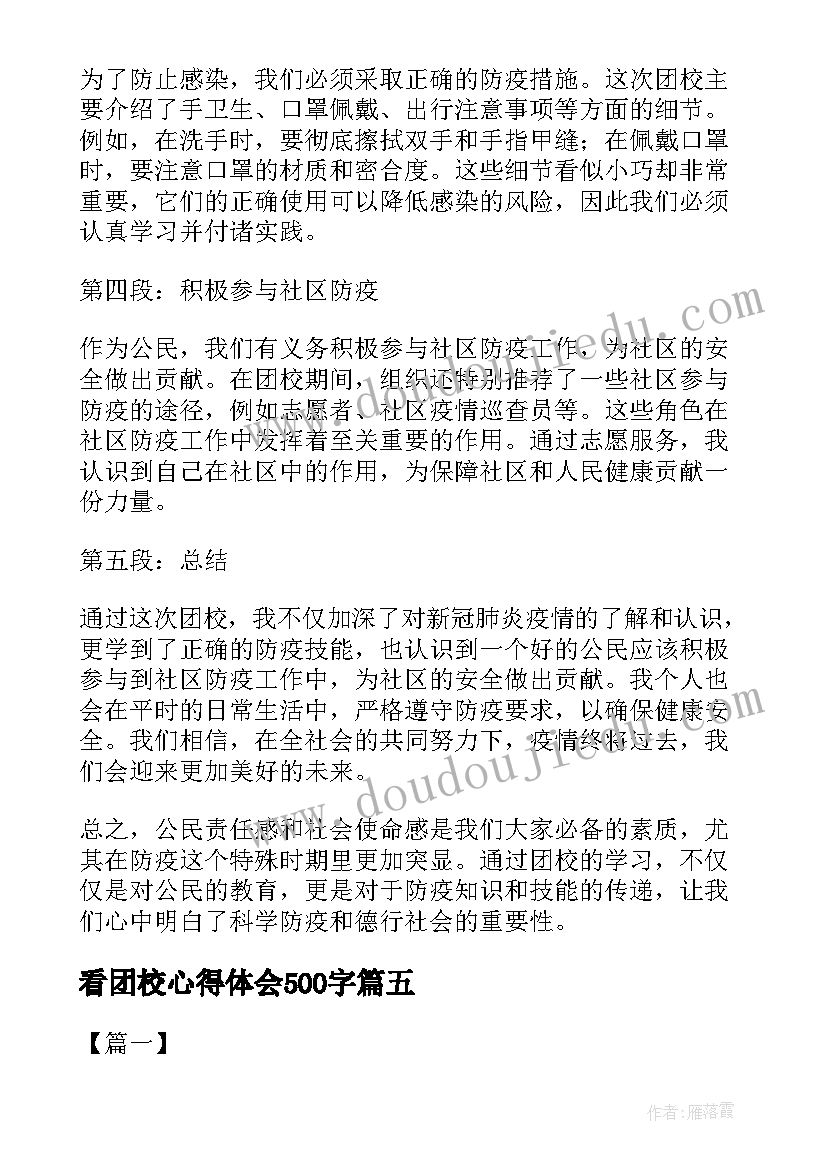 2023年看团校心得体会500字 团校心得体会(优质5篇)