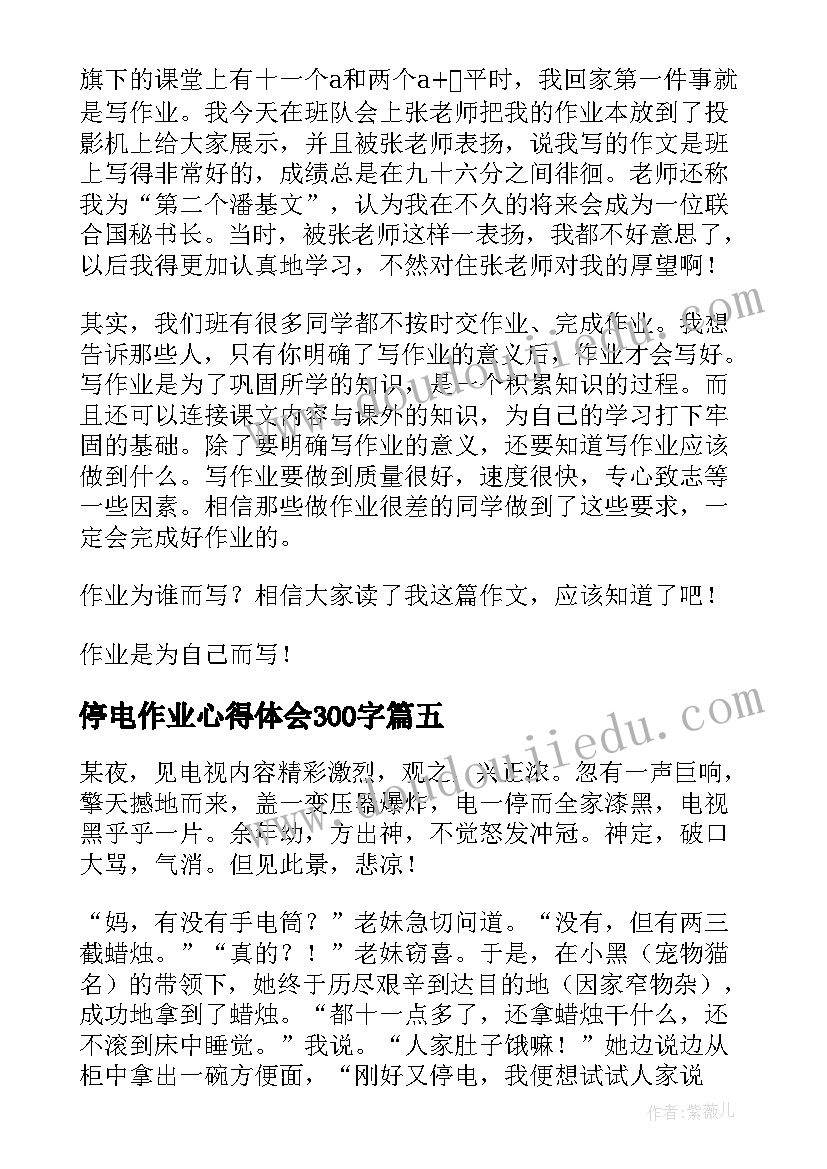 最新停电作业心得体会300字(大全5篇)