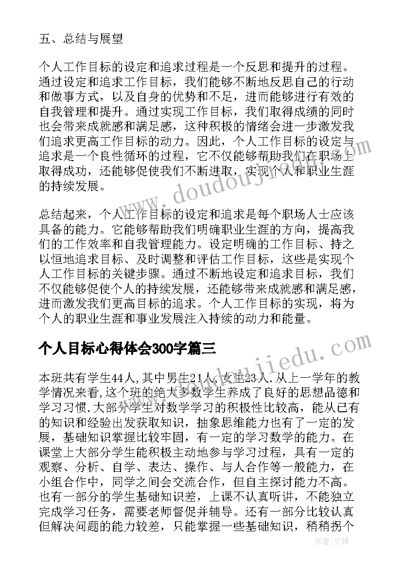 2023年个人目标心得体会300字(优秀7篇)