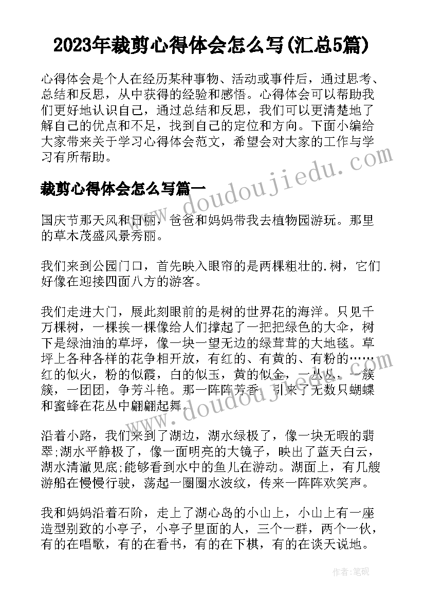 2023年裁剪心得体会怎么写(汇总5篇)