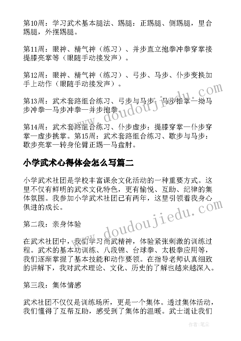 最新小学武术心得体会怎么写(优秀7篇)