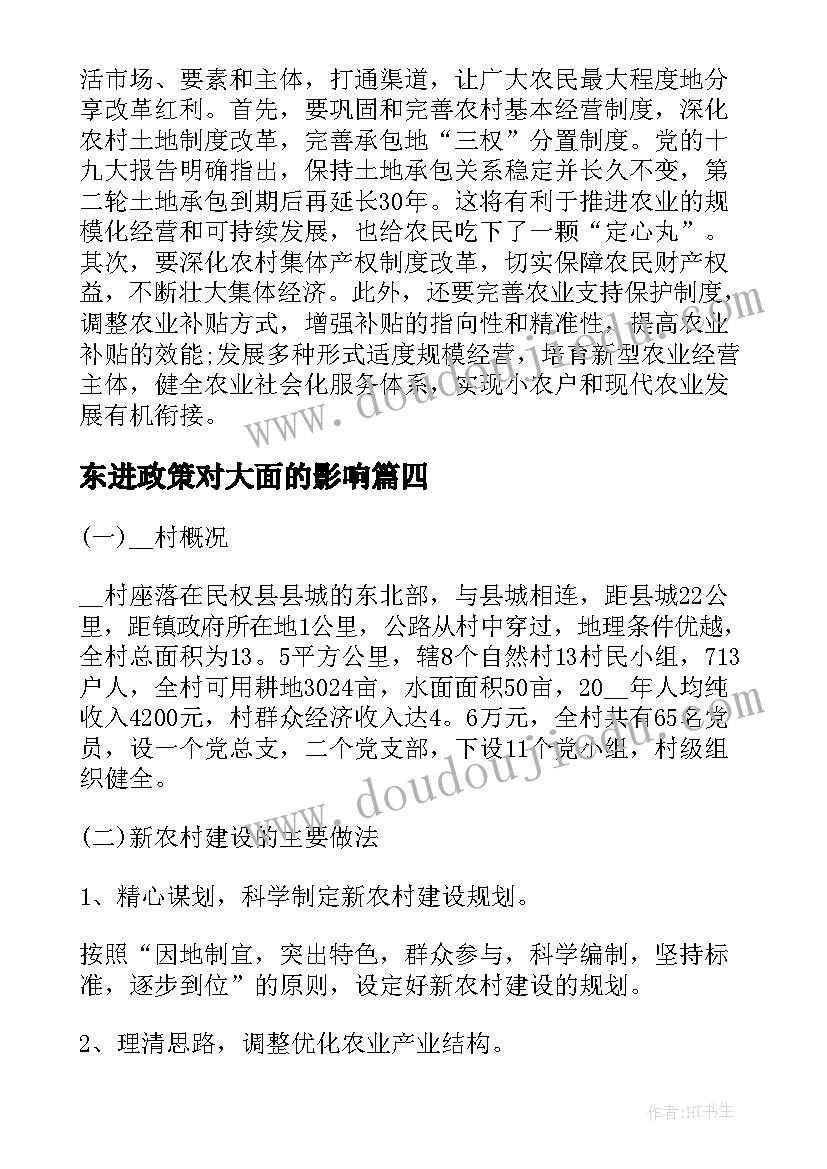 2023年东进政策对大面的影响 实施乡村振兴战略心得体会(大全8篇)