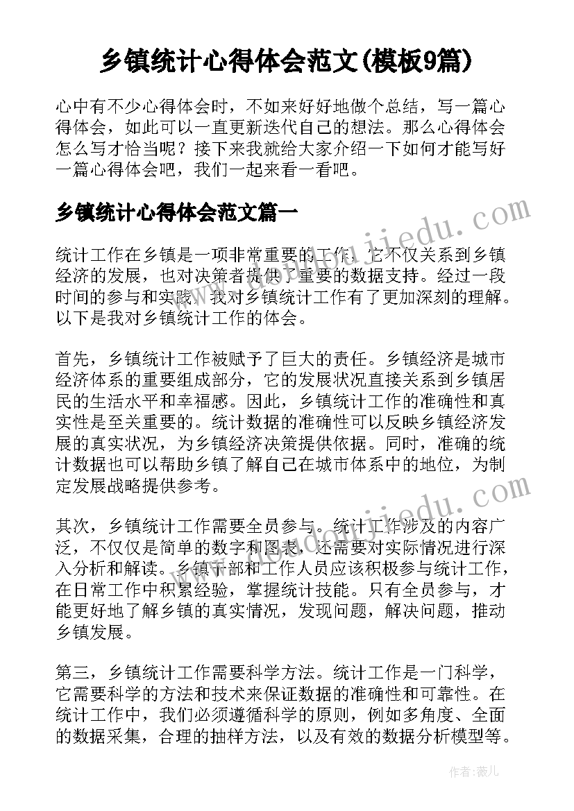 乡镇统计心得体会范文(模板9篇)