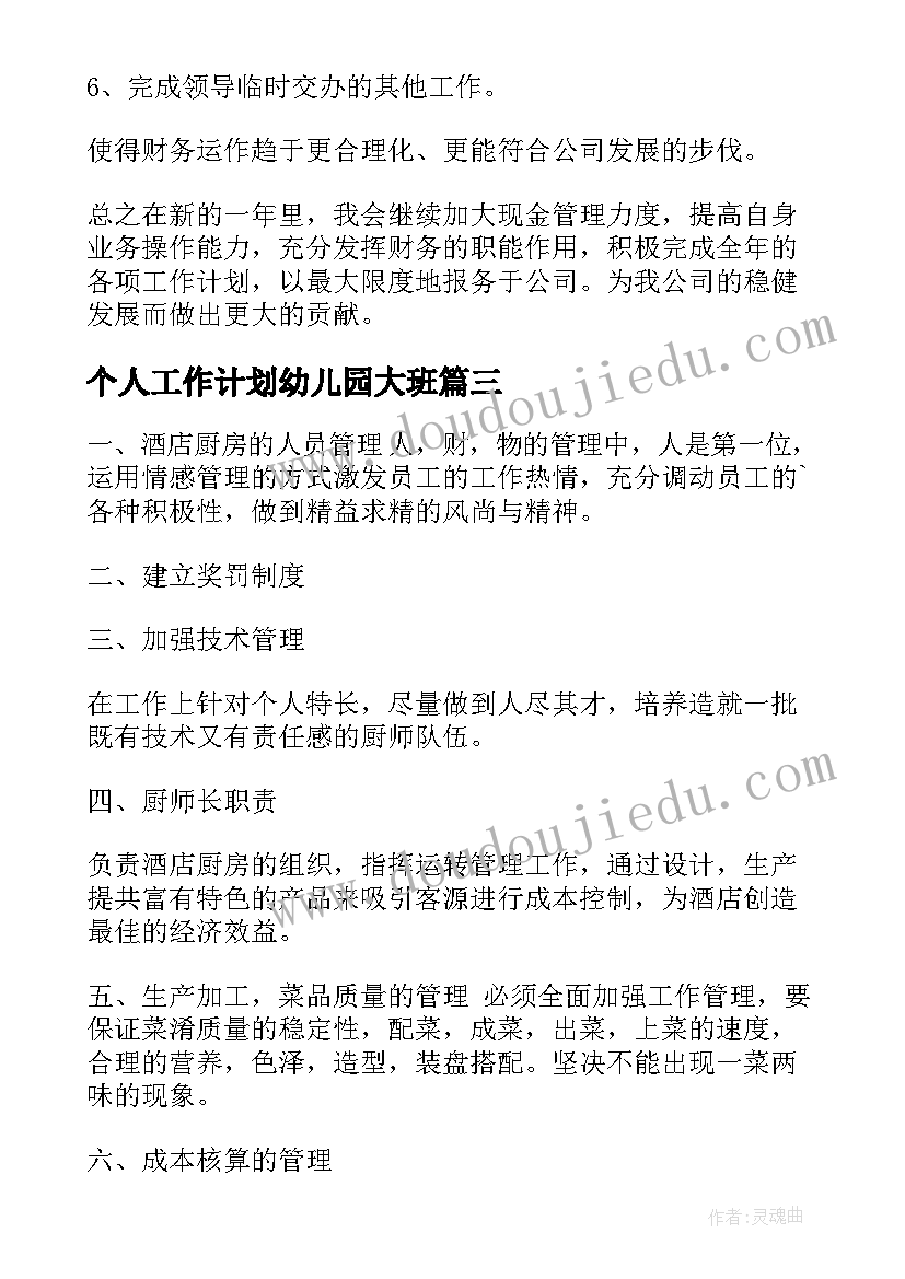 最新个人工作计划幼儿园大班 个人年度工作计划(实用6篇)