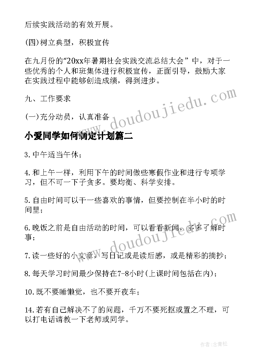 2023年小爱同学如何制定计划 同学假期工作计划(通用5篇)