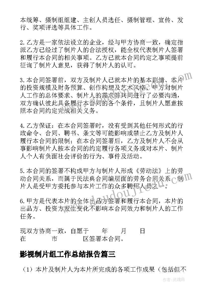 影视制片组工作总结报告 影视制片人聘用合同书(优质5篇)