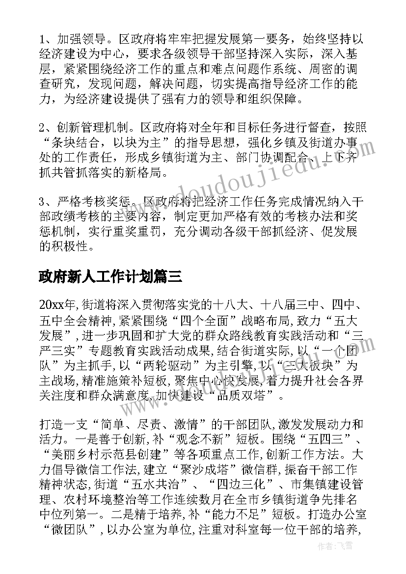 2023年政府新人工作计划 政府工作计划(通用5篇)