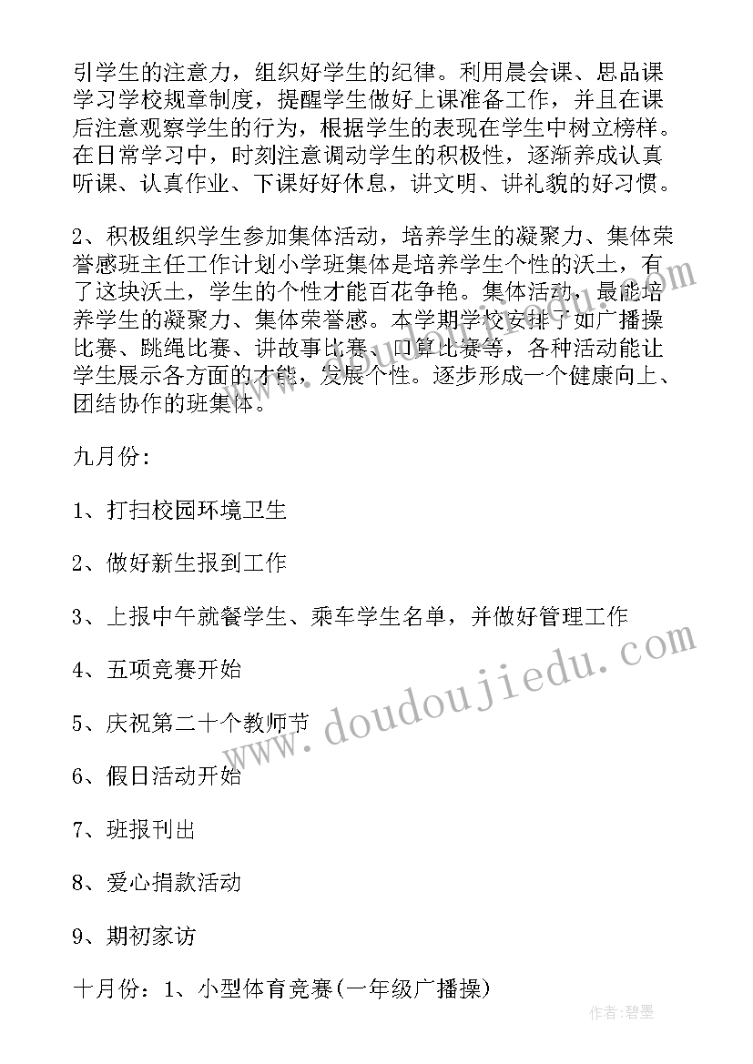 自管委员会 主任工作计划(汇总8篇)