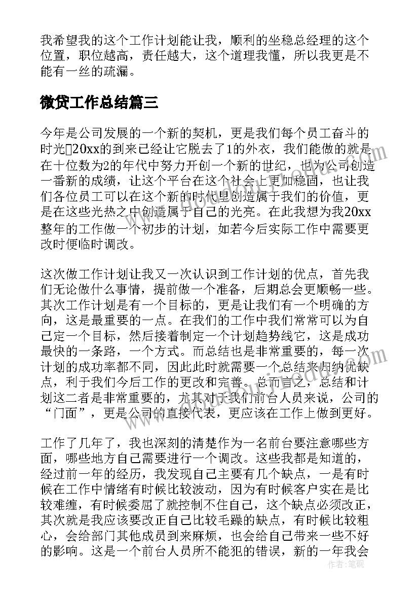 微贷工作总结 公司工作计划(实用8篇)