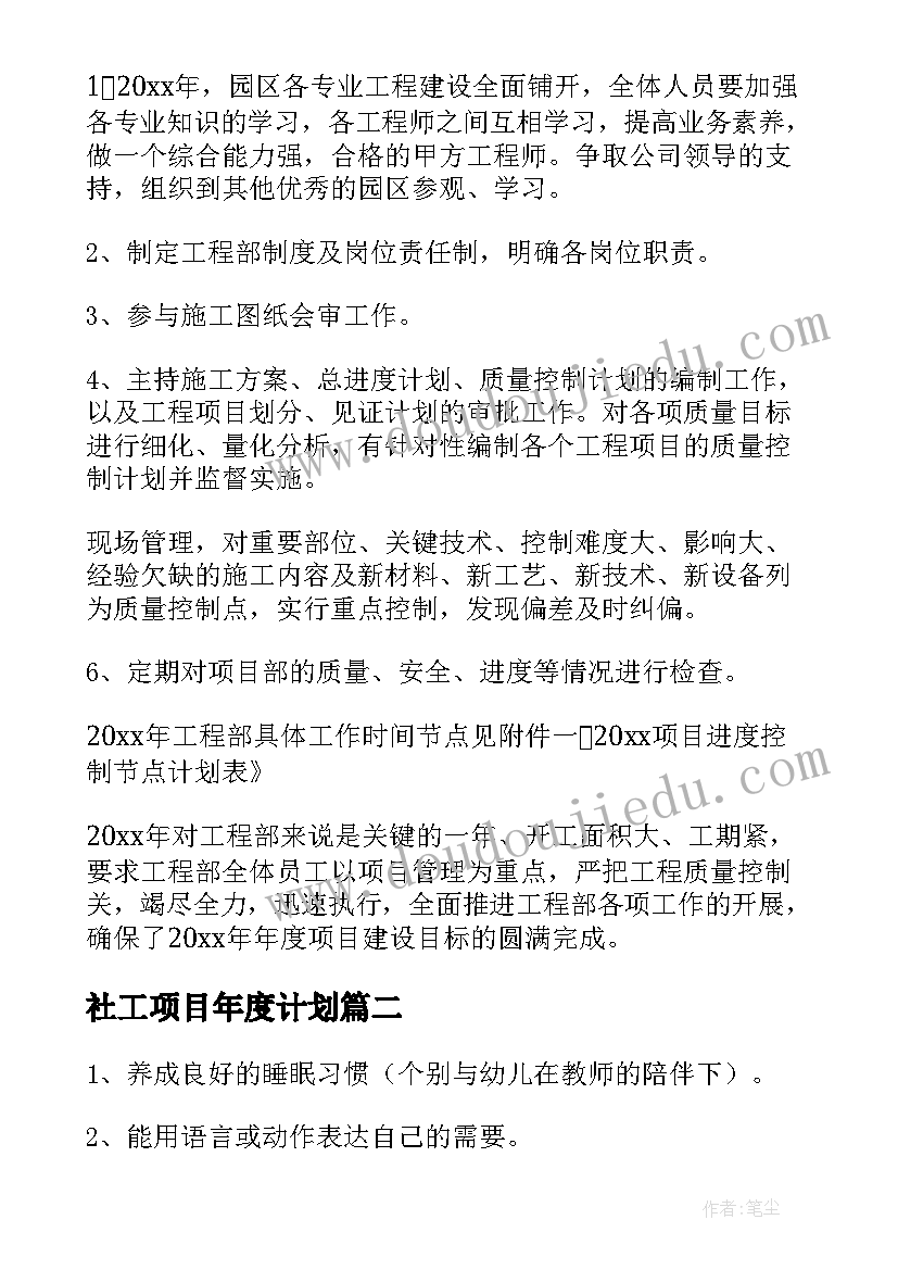 社工项目年度计划(实用7篇)