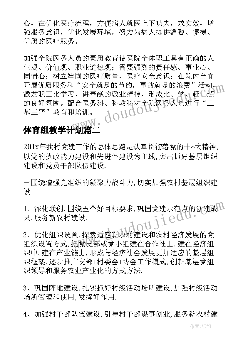 2023年体育组教学计划 小组工作计划(优秀5篇)