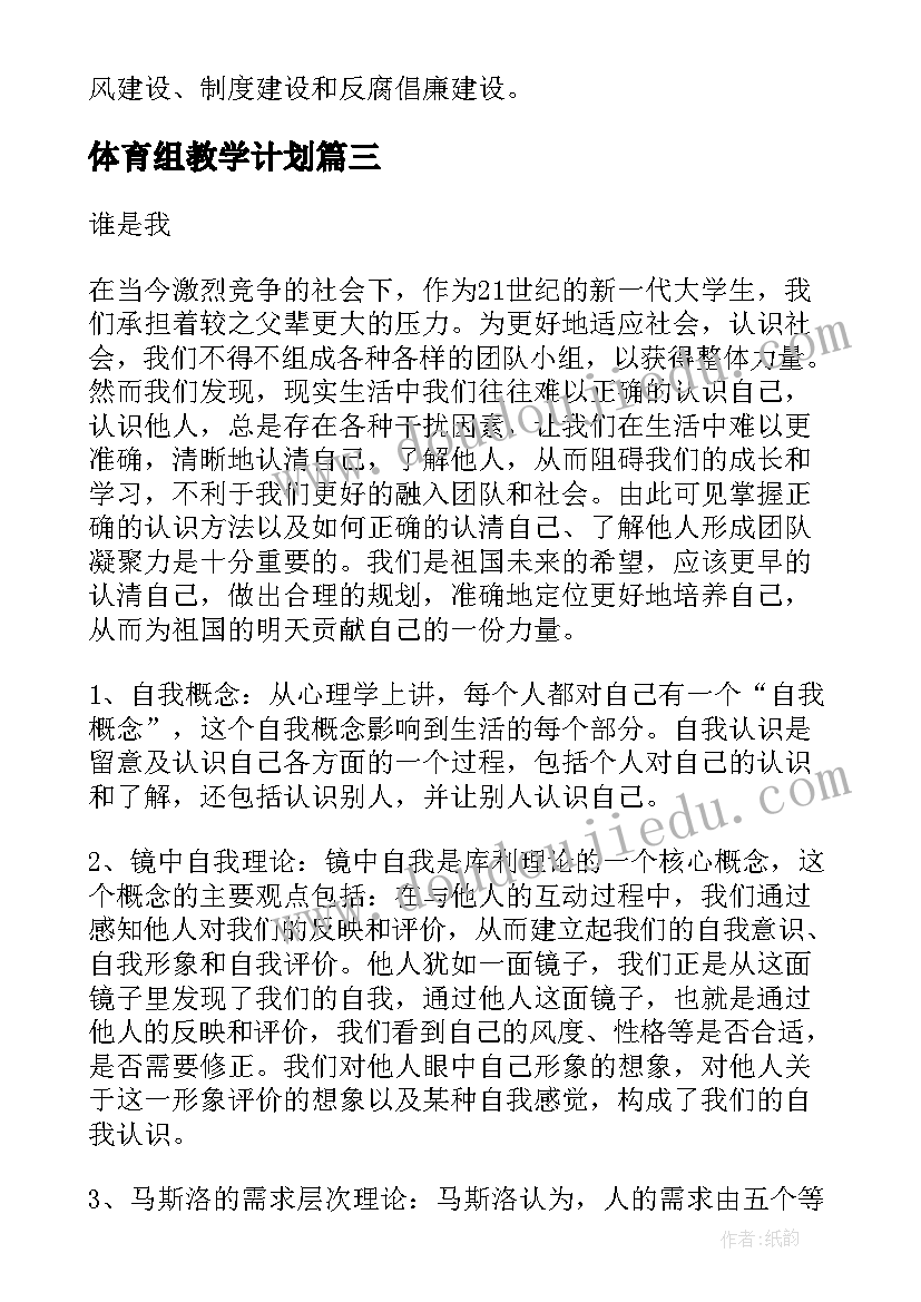 2023年体育组教学计划 小组工作计划(优秀5篇)