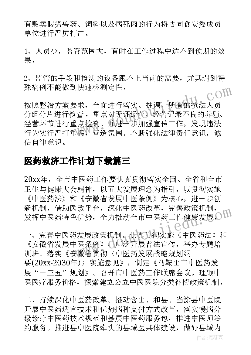 医药救济工作计划下载 中医药工作计划(大全9篇)