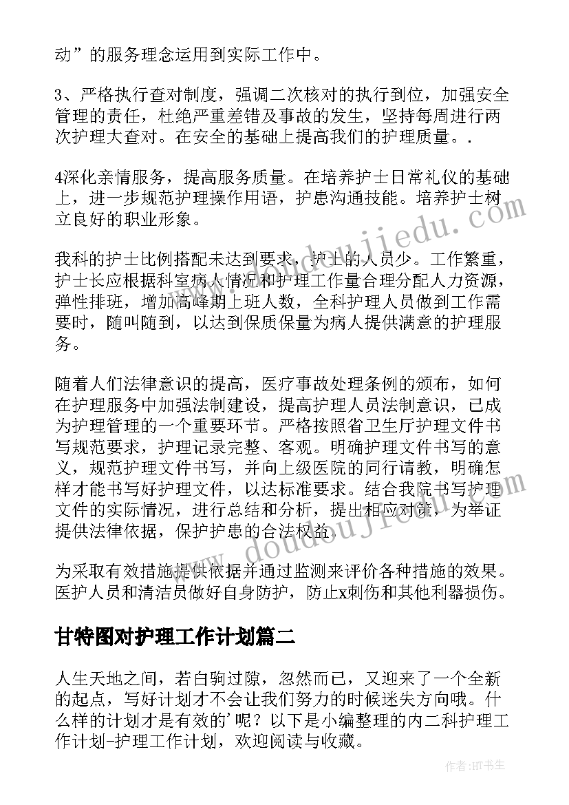 2023年甘特图对护理工作计划 护理部员工工作计划护理工作计划(实用10篇)