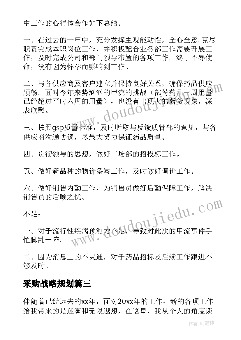 2023年采购战略规划(大全10篇)