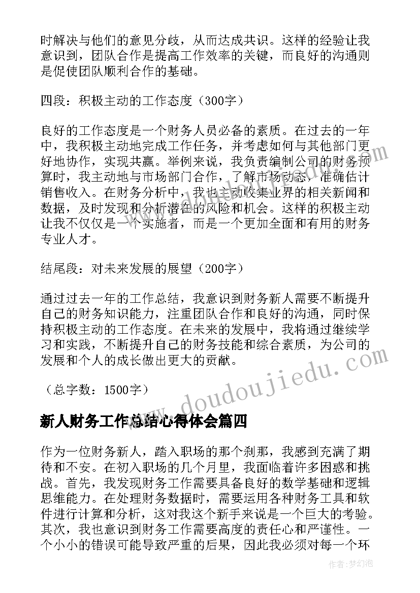 最新新人财务工作总结心得体会(汇总5篇)