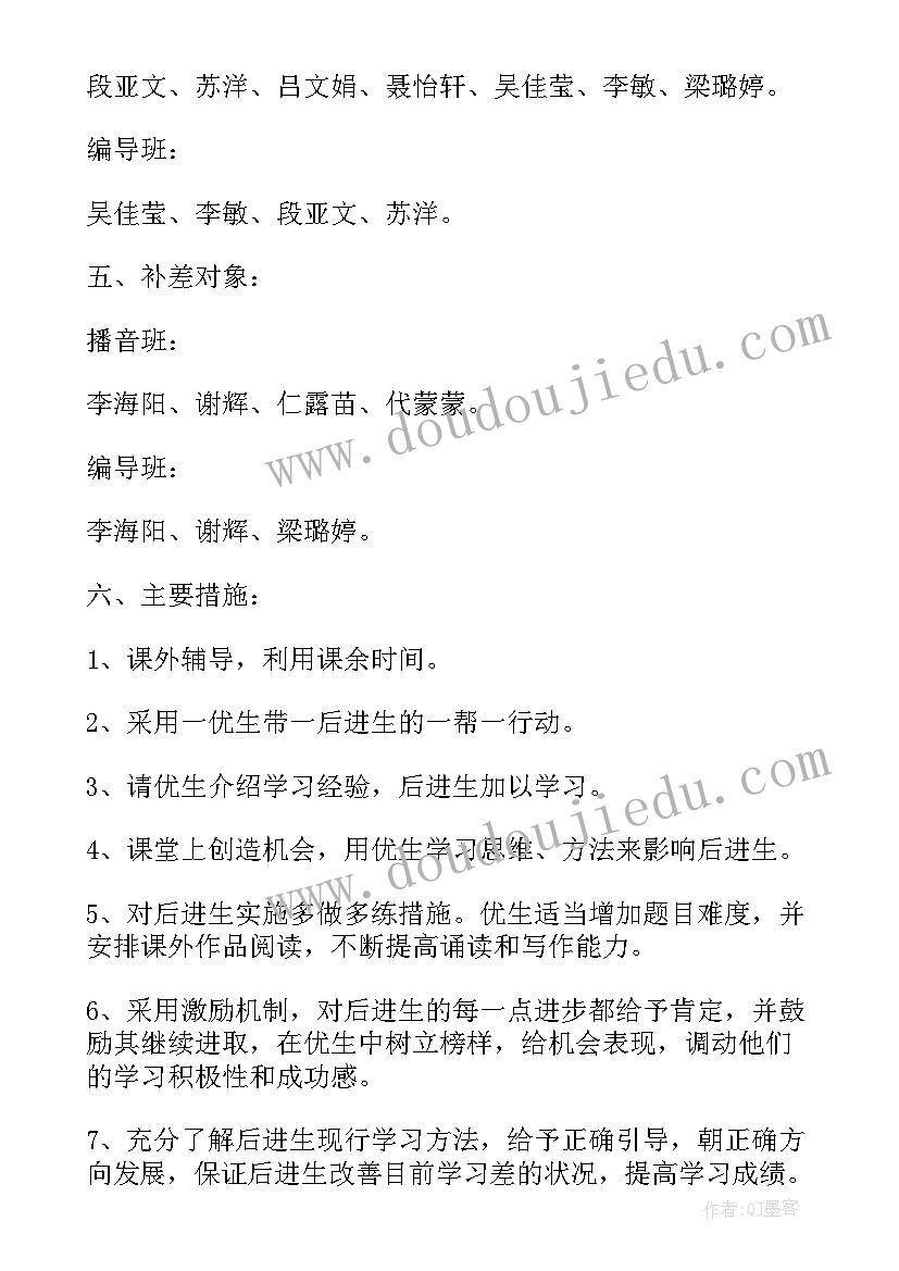 小学语文培优补差工作总结小学 培优补差工作计划(模板6篇)