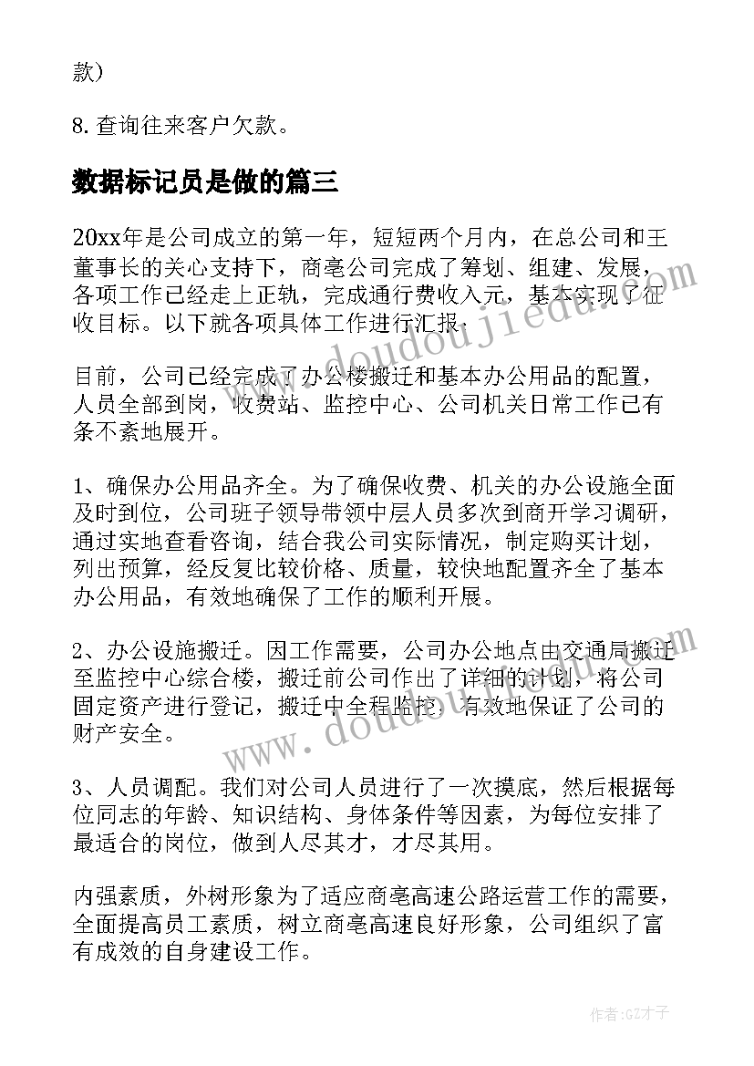 2023年数据标记员是做的 数据统计工作总结(大全8篇)