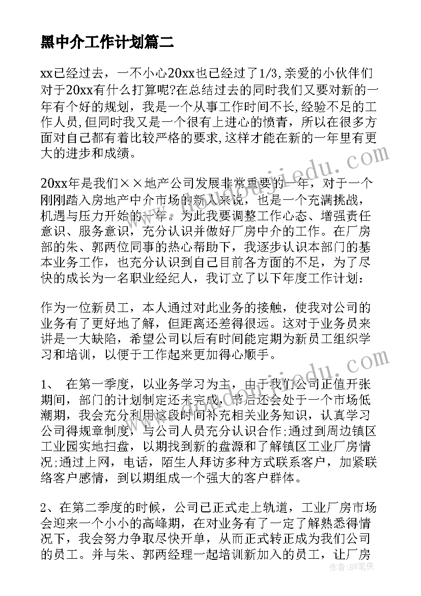 2023年黑中介工作计划(汇总8篇)