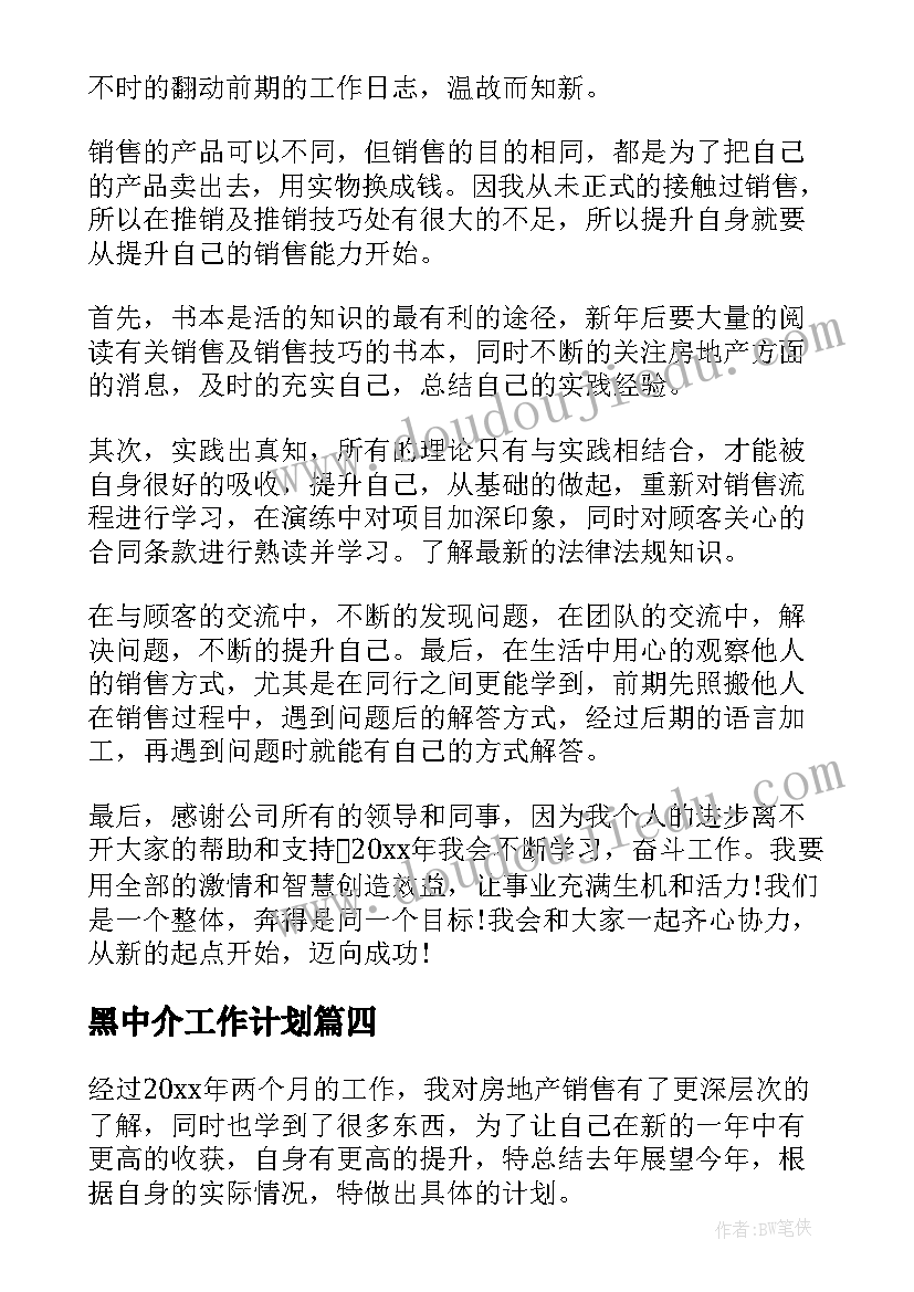 2023年黑中介工作计划(汇总8篇)