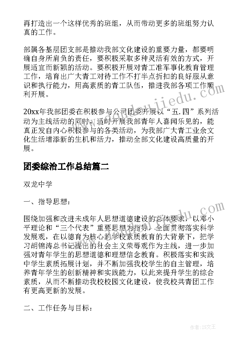 2023年团委综治工作总结(优质5篇)