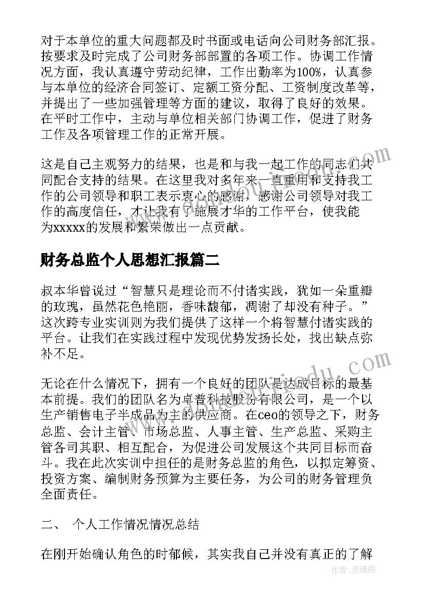 2023年财务总监个人思想汇报(模板8篇)