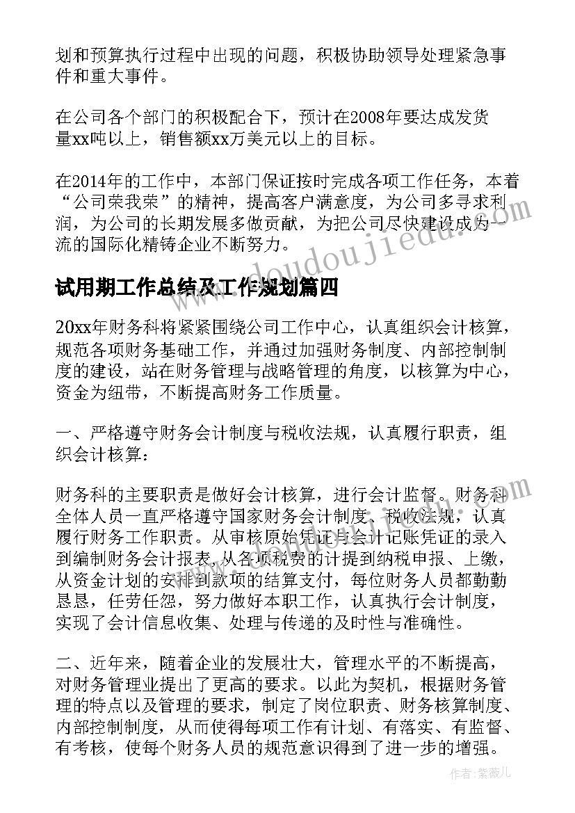 2023年试用期工作总结及工作规划 上半年工作规划(模板9篇)