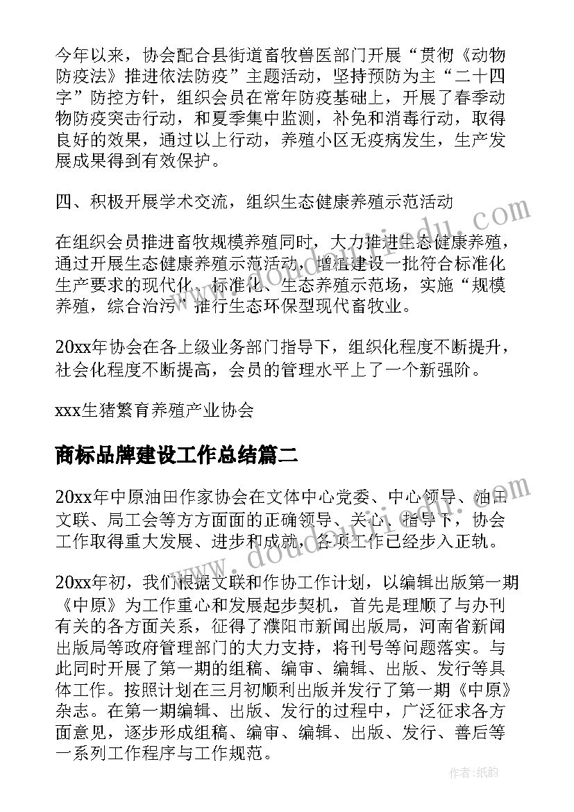 2023年商标品牌建设工作总结(大全8篇)