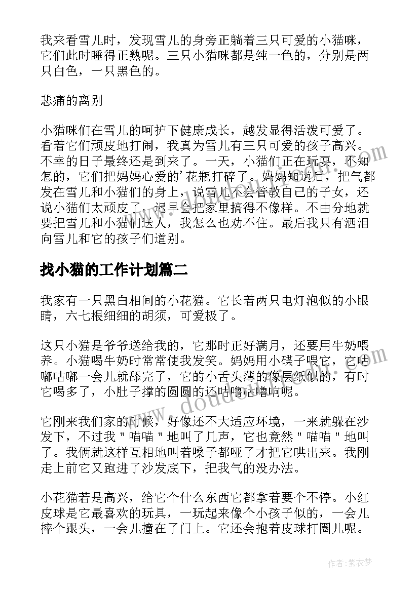 找小猫的工作计划(优质6篇)