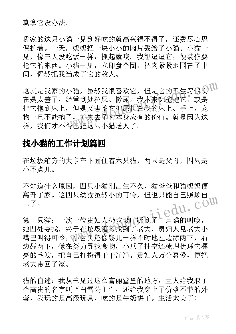 找小猫的工作计划(优质6篇)