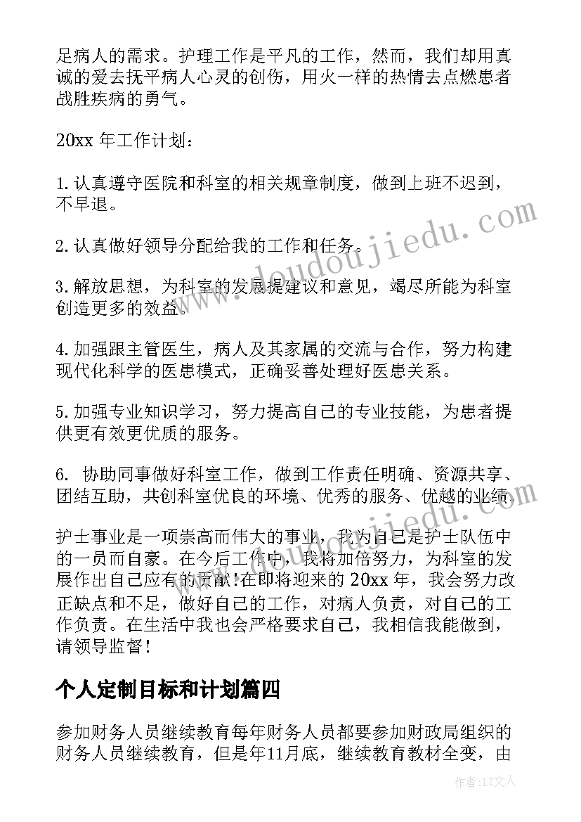 最新个人定制目标和计划 个人工作计划(精选6篇)