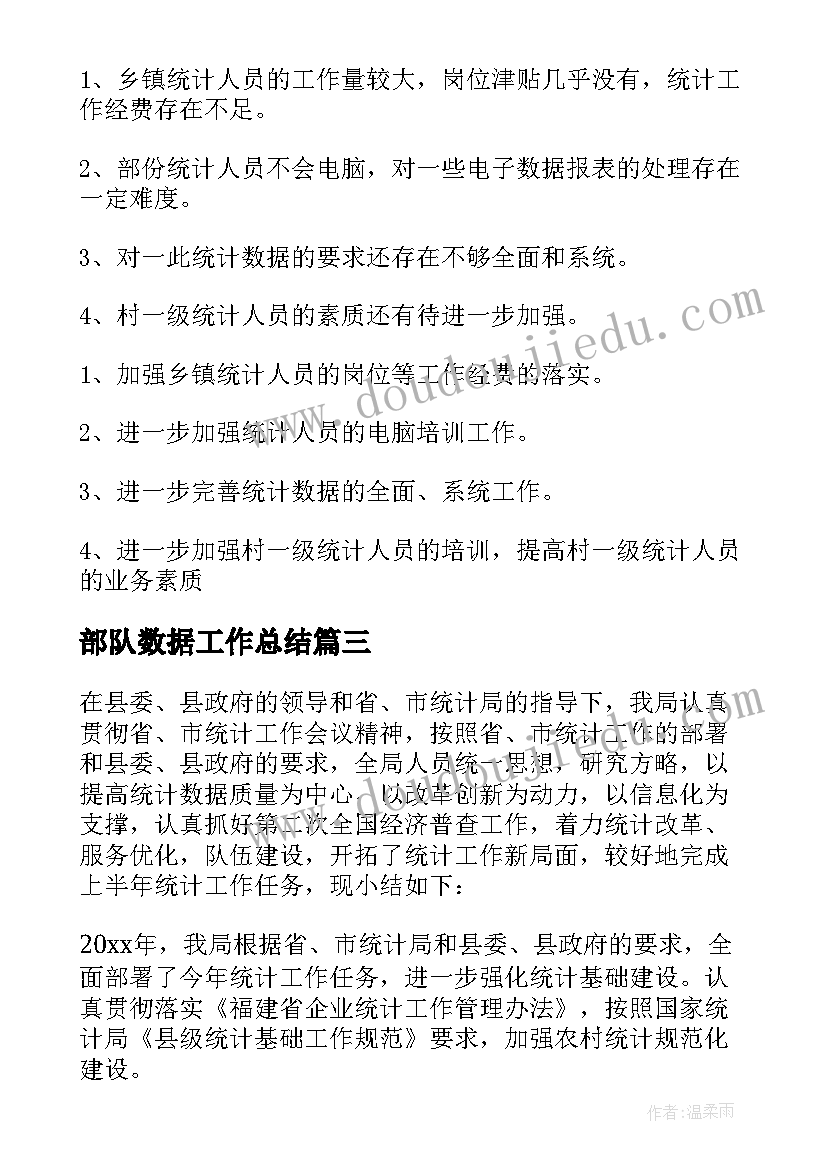 2023年部队数据工作总结(优秀5篇)