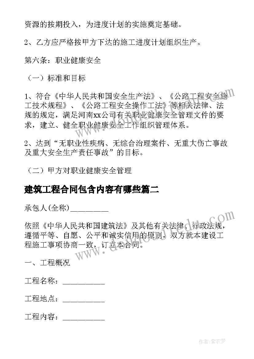 建筑工程合同包含内容有哪些 建筑工程合同(优秀5篇)