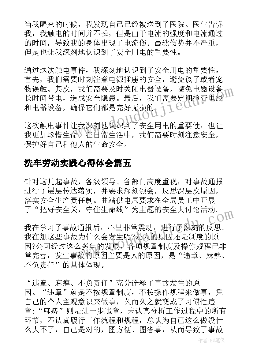 2023年洗车劳动实践心得体会(汇总5篇)