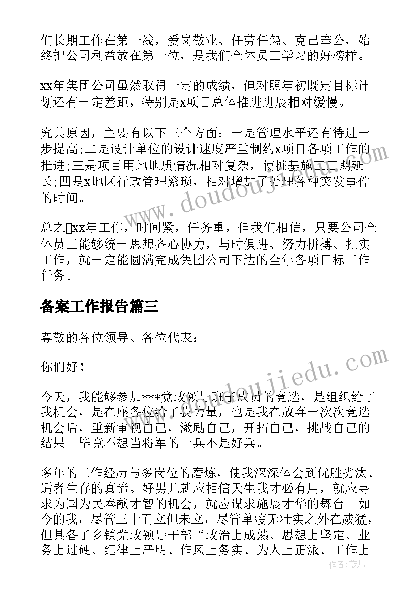 备案工作报告(优质6篇)